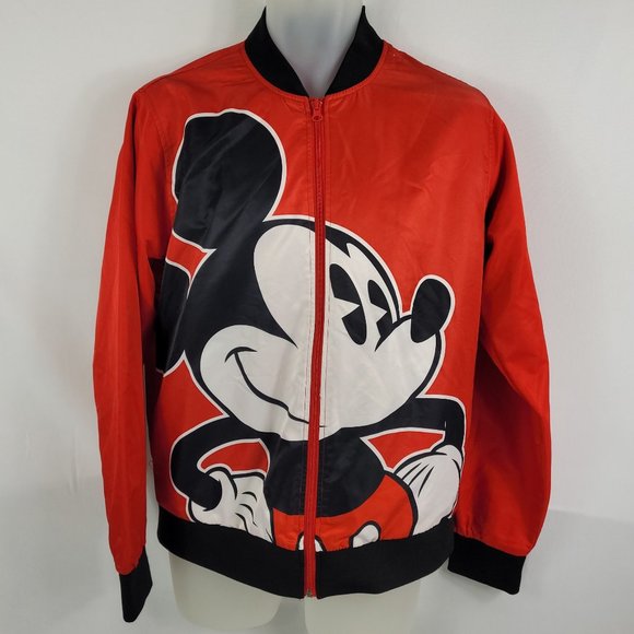 Walt Disney Mickey Mouse Red Varsity Bomber Light Jacket Men's size Medium - Picture 1 of 3